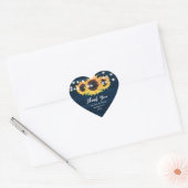 Navy Blue en Sunflower Weddenschap Bedankt! Hart Sticker (Envelop)