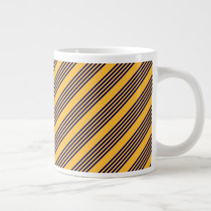 Navy blue en sunny yellow vijf strepenpatroon extra grote beker