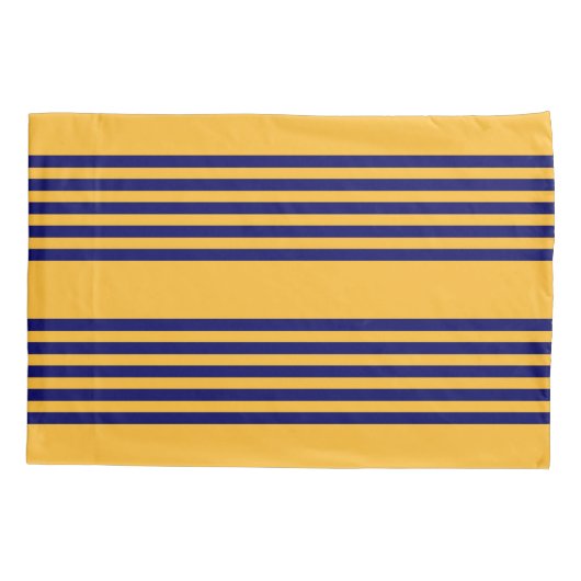 Navy blue en sunny yellow vijf strepenpatroon kussensloop (Achterkant)