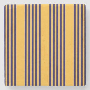 Navy blue en sunny yellow vijf strepenpatroon stenen onderzetter