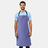Navy Blue en White Checkerboard Pattern Schort (Gedragen)