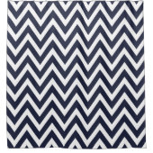 Navy Blue en White Chevron Douchegordijn (Voorkant)