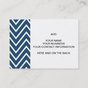Navy Blue en White Chevron Pattern 2 Visitekaartje