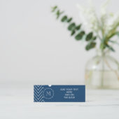 Navy Blue en White Chevron Pattern, Uw Monogram Mini Visitekaartje (Staand voorkant)