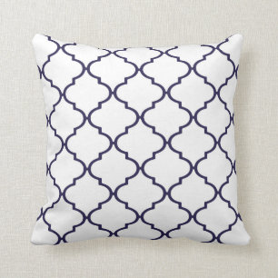 Navy Blue en White Classic Quatrefoil Pillow Kussen