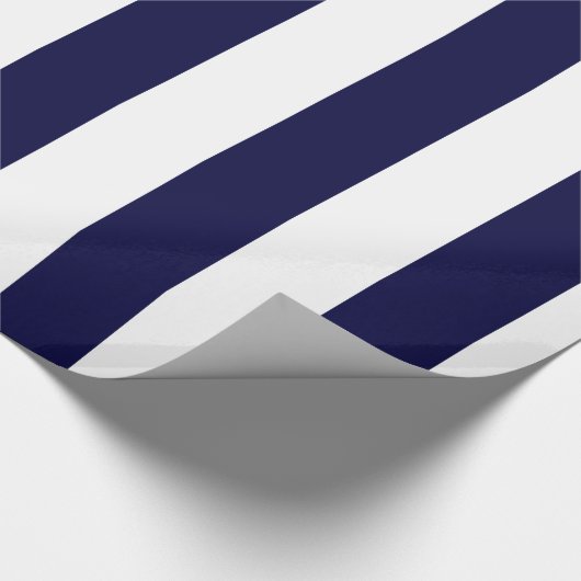 Navy Blue en White Extra Large Stripe Pattern Cadeaupapier (Hoek)