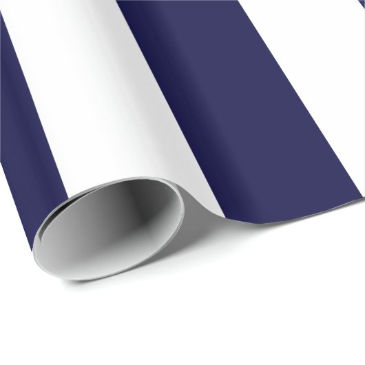 Navy Blue en White Extra Large Stripe Pattern Cadeaupapier (Rol Hoek)
