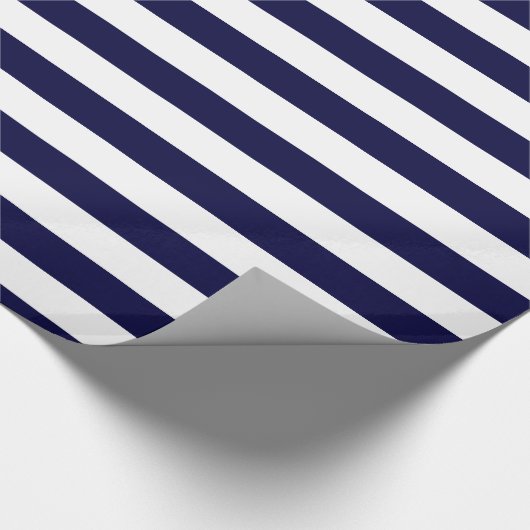 Navy Blue en White Extra Large Stripe Pattern Cadeaupapier (Hoek)