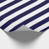 Navy Blue en White Extra Large Stripe Pattern Cadeaupapier (Hoek)