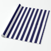 Navy Blue en White Extra Large Stripe Pattern Cadeaupapier (Uitgerold)