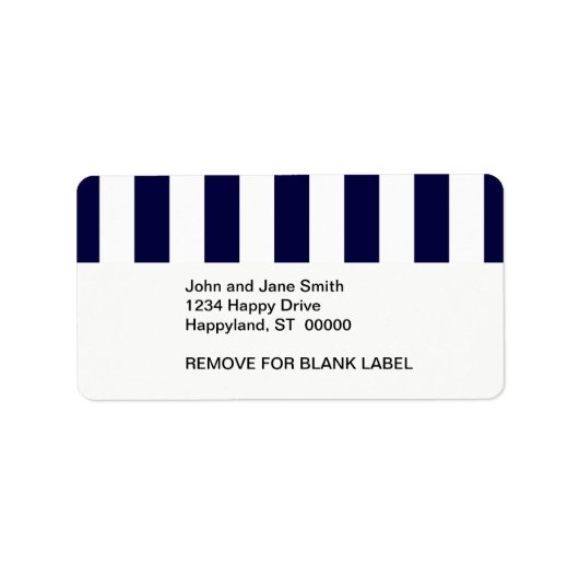 Navy Blue en White Extra Large Stripe Pattern Etiket (Voorkant)