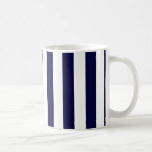Navy Blue en White Extra Large Stripe Pattern Koffiemok