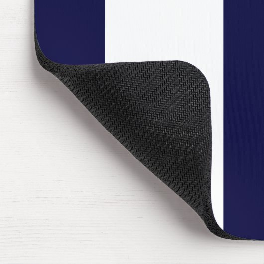 Navy Blue en White Extra Large Stripe Pattern Muismat (Hoek)
