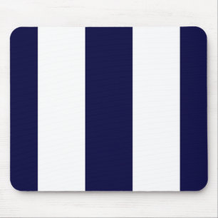 Navy Blue en White Extra Large Stripe Pattern Muismat
