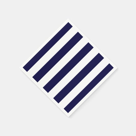 Navy Blue en White Extra Large Stripe Pattern Servetten (Hoek)