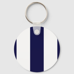 Navy Blue en White Extra Large Stripe Pattern Sleutelhanger
