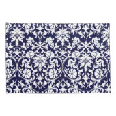 Navy Blue en White Floral Damask Kussensloop (Achterkant-Rechts)