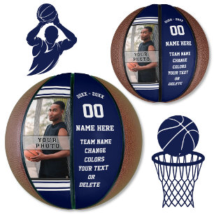 Navy Blue en White FOTO Custom Mini Basketball Basketbal