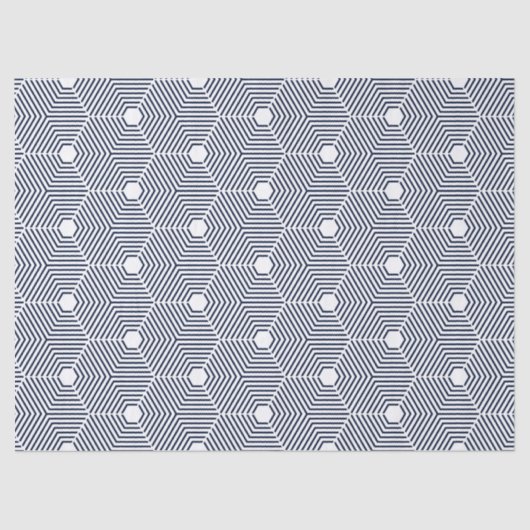 Navy-Blue en White Geometric Pattern Tissuepapier (Voorkant)