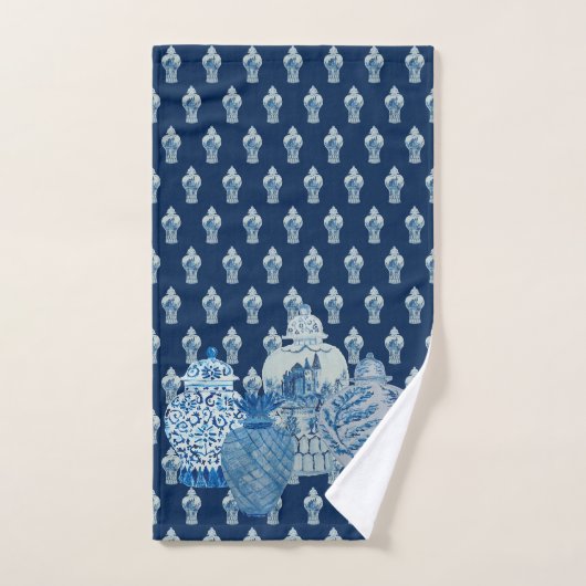 Navy Blue en White Ginger Jars Handdoek (Handdoek)