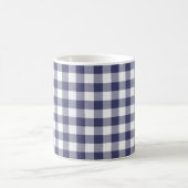 Navy Blue en White Gingham Checked Pattern Koffiemok (Center)
