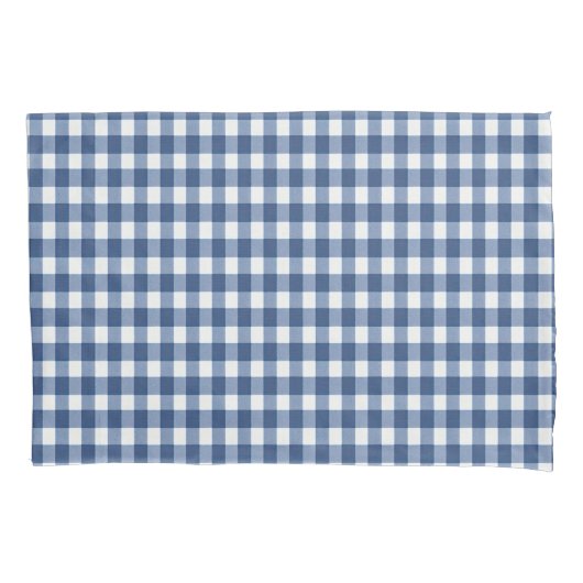 Navy Blue en White Gingham Pattern Kussensloop (Voorkant-Links)