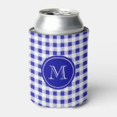 Navy Blue en White Gingham, uw monogram Blikjeskoeler (Blikje Voorkant)