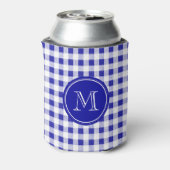 Navy Blue en White Gingham, uw monogram Blikjeskoeler (Blikje Achterkant)