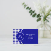 Navy Blue en White Gingham, Uw Monogram Visitekaartje (Staand voorkant)