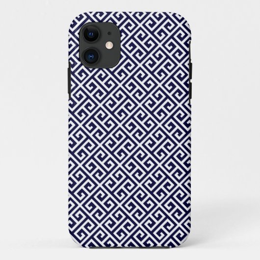 Navy Blue en White Greek Key Pattern iPhone 5 Hoes (Achterkant)