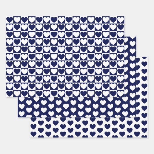 Navy Blue en White Hearts Inpakpapier Vel (Set)