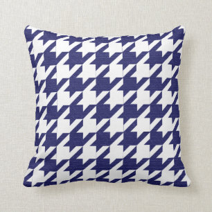 Navy Blue en White Houndstooth Pattern Kussen