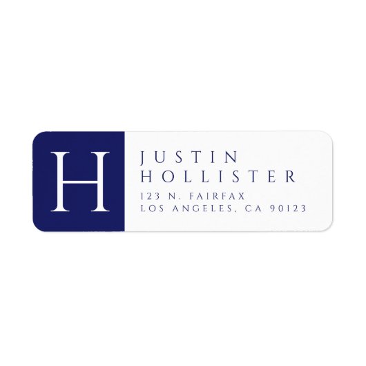 Navy Blue en White | Kassyretouradres Etiket (Voorkant)