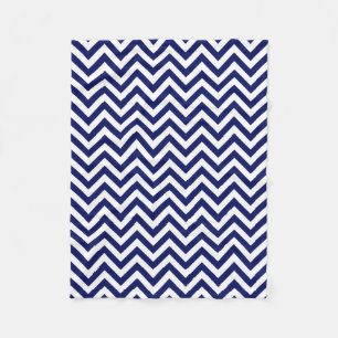 Navy Blue en White Large Chevron ZigZag Pattern Fleece Deken