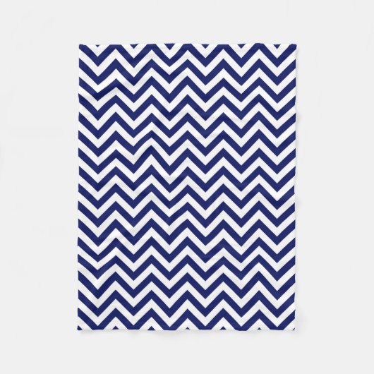 Navy Blue en White Large Chevron ZigZag Pattern Fleece Deken (Voorkant)