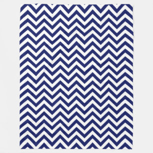 Navy Blue en White Large Chevron ZigZag Pattern Fleece Deken