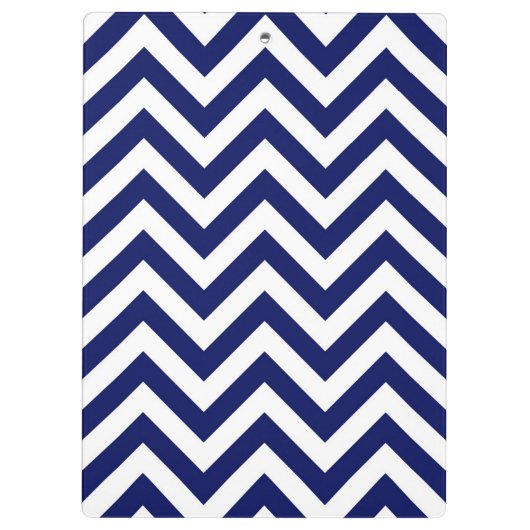 Navy Blue en White Large Chevron ZigZag Pattern Klembord (Achterkant)