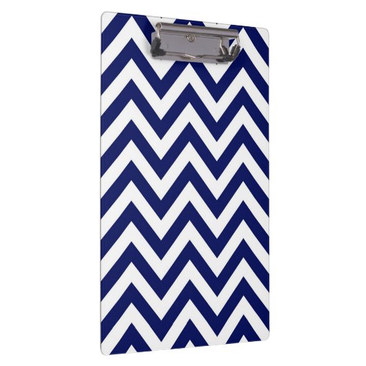 Navy Blue en White Large Chevron ZigZag Pattern Klembord (Rechts)