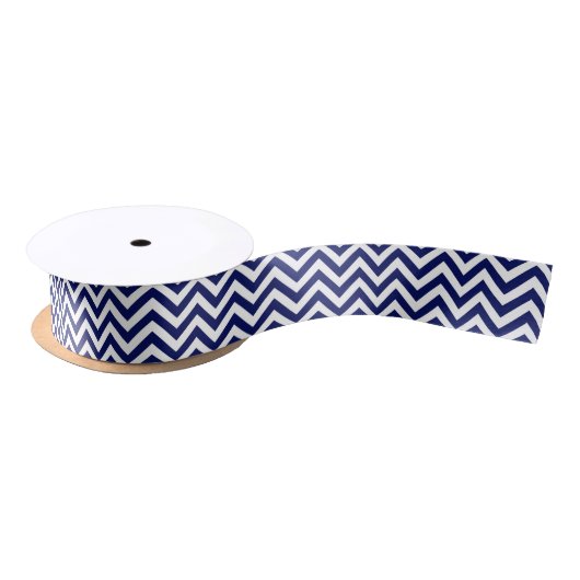 Navy Blue en White Large Chevron ZigZag Pattern Lint (Spoel)