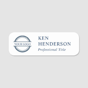 Navy-Blue en White Logo Naamplaatje