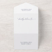 Navy Blue en White Minimalist Wedding All In One Uitnodiging (Buitenkant)
