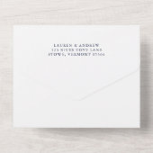 Navy Blue en White Minimalist Wedding All In One Uitnodiging (Achterkant)