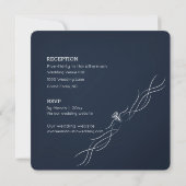 Navy Blue en White Minimalist Wedding Kaart (Achterkant)