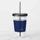 Navy Blue en White Modern Monogram Acryl Drinkbeker (Voorkant)