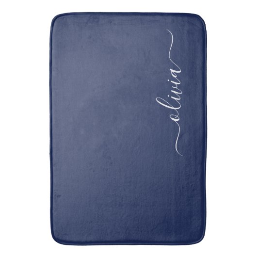 Navy Blue en White Modern Monogram Badmat (Voorkant Verticaal)