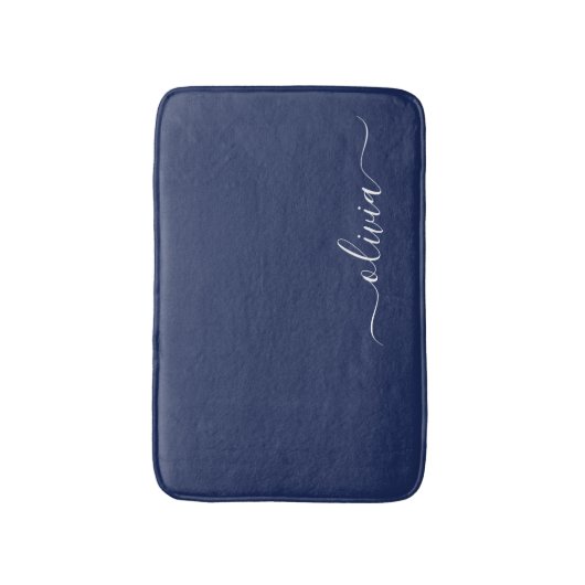 Navy Blue en White Modern Monogram Badmat (Voorkant Verticaal)