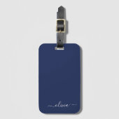 Navy Blue en White Modern Monogram Bagagelabel (Voorkant (verticaal))