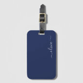Navy Blue en White Modern Monogram Bagagelabel (Voorkant (verticaal))
