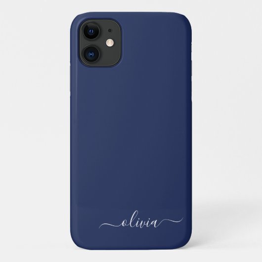 Navy Blue en White Modern Monogram Case-Mate iPhone Case (Achterkant)
