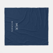Navy Blue en White | Modern monogram Fleece Deken (Voorkant (Horizontaal))